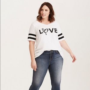 Torrid love notes white & black football t-shirt
